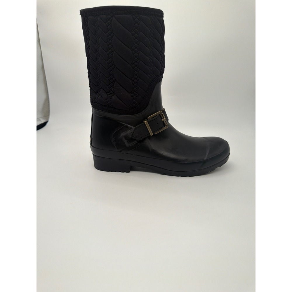 Sperry Top-Sider Saltwater Black Quilted Waterproof Rain Boots STS95941 Womens 5